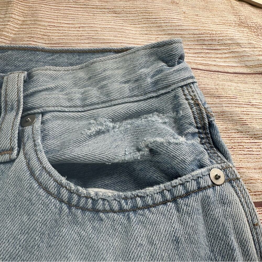 Madewell Retro Denim Midi High Split Skirt. LIGHT WASH - Picture 5 of 13